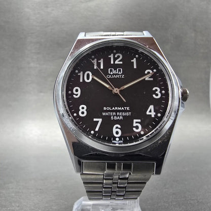 Citizen Q&Q Solarmate Watch Men 36mm Black Dial Silver Tone Round EL31 Runs5