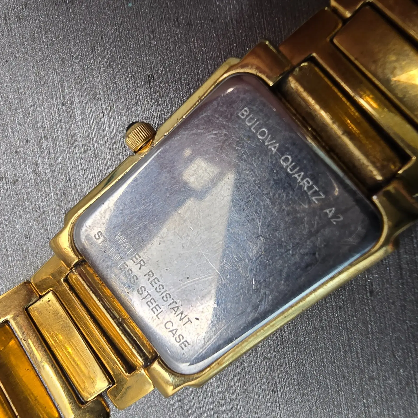 Bulova Watch Men 25mm White Dial Gold Tone Gemmed Rectangle 97F42 New Battery10