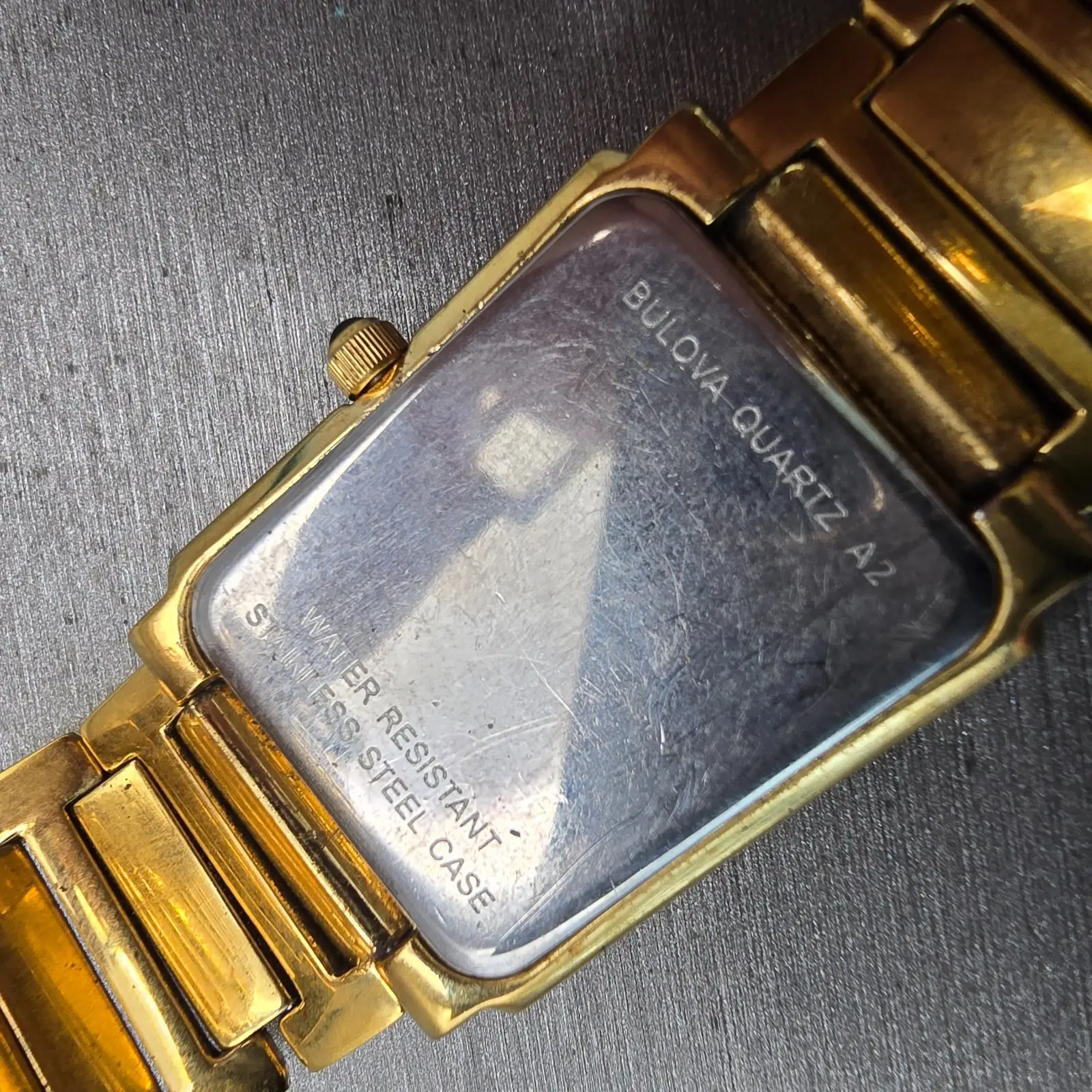 Bulova Watch Men 25mm White Dial Gold Tone Gemmed Rectangle 97F42 New Battery10