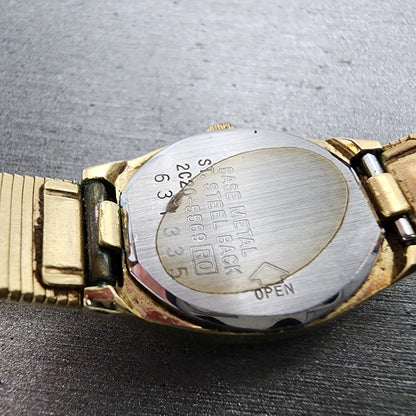 Seiko Watch Women 16mm champange Dial Gold Tone Octagon 2C205569 New Battery9
