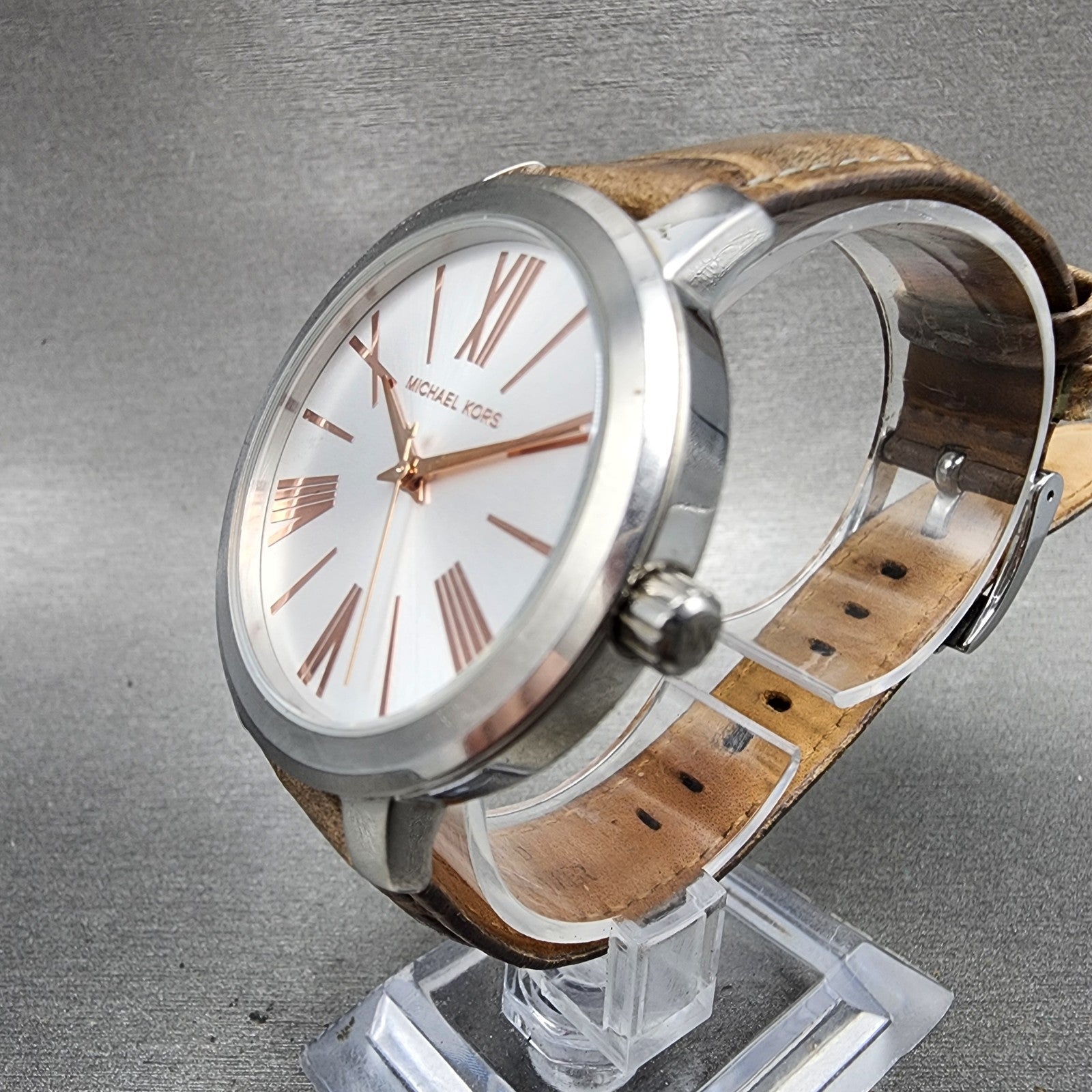 Michael Kors Martman Watch Women 38mm Silver Dial Steel Round MK2479 New Battery2