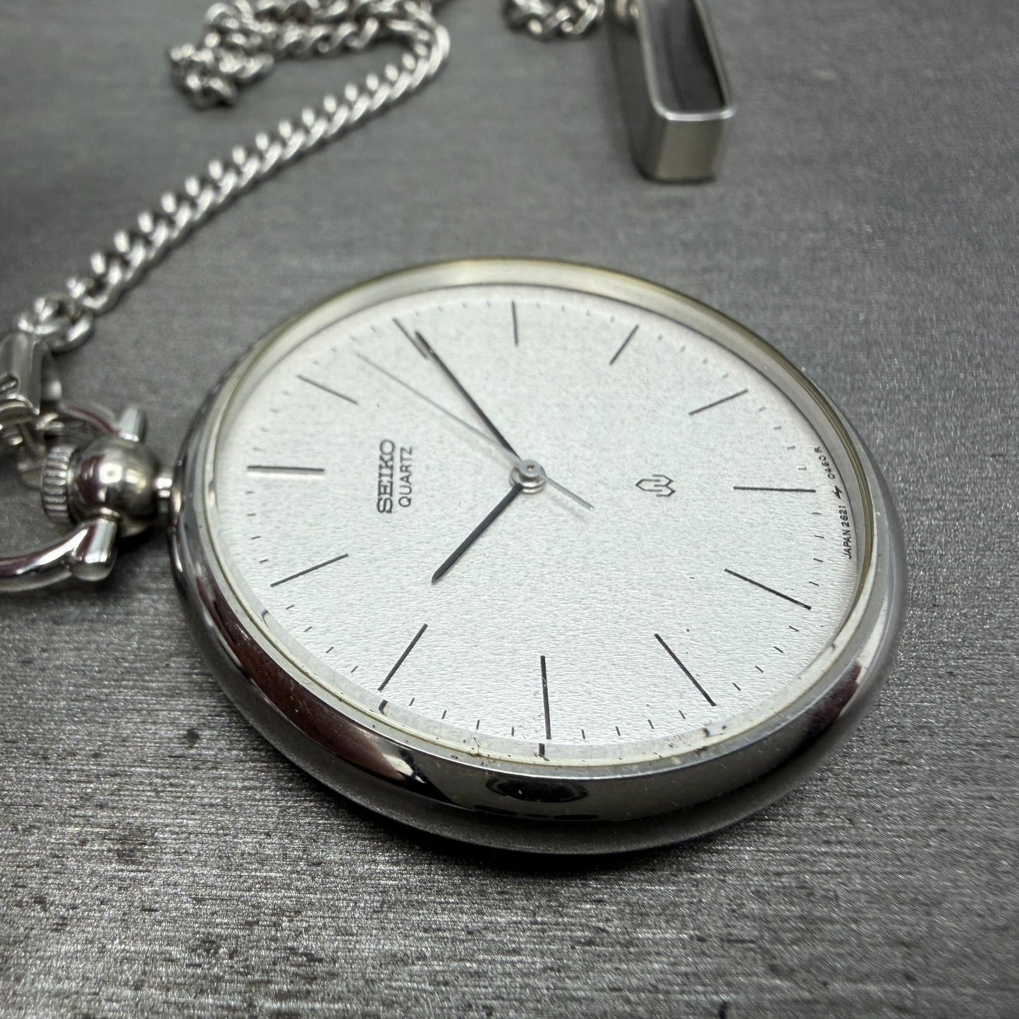 Seiko Pocket Watch Men 37mm Silver Dial Silver Tone Round 2621-0120 New Battery3