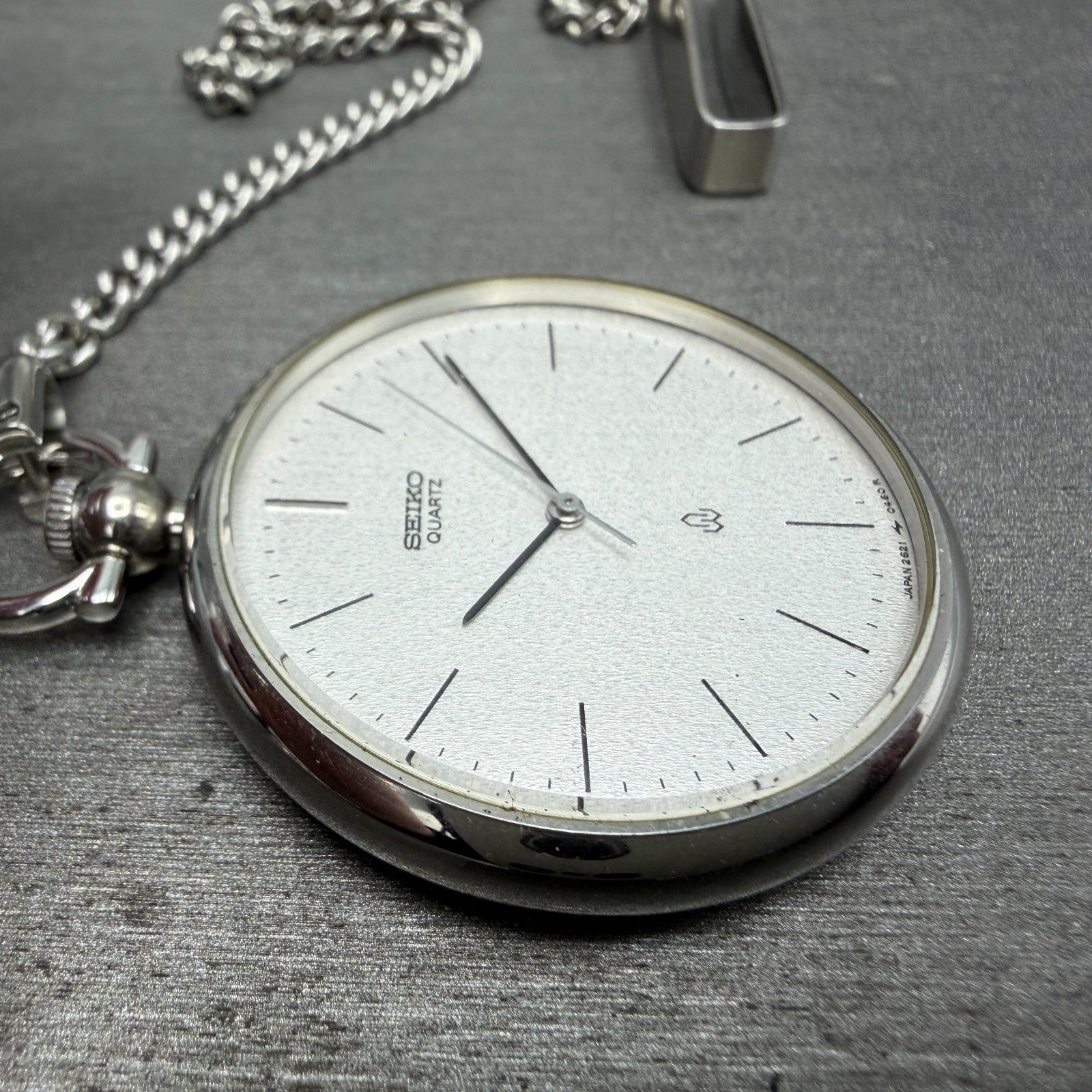 Seiko Pocket Watch Men 37mm Silver Dial Silver Tone Round 2621-0120 New Battery3