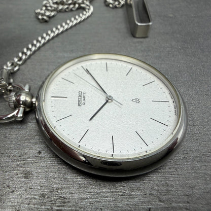 Seiko Pocket Watch Men 37mm Silver Dial Silver Tone Round 2621-0120 New Battery3