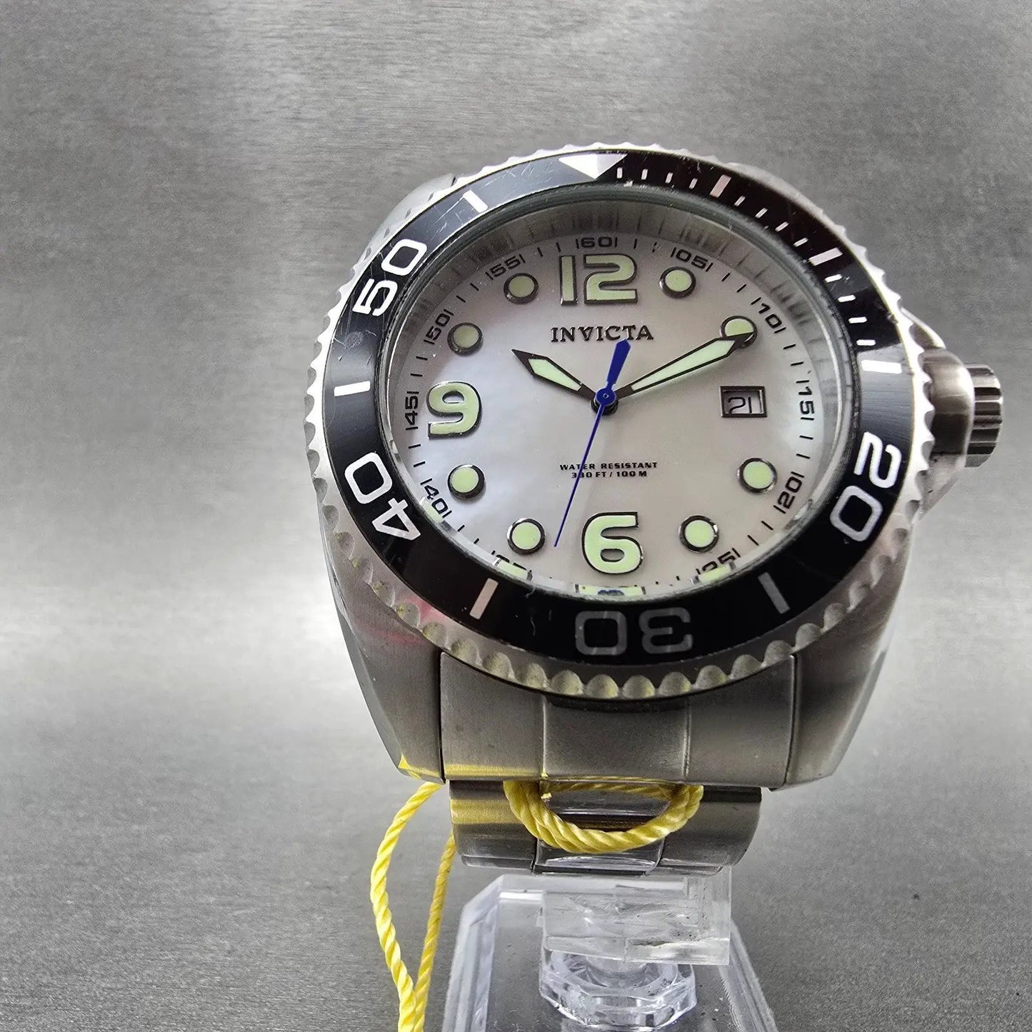 Invicta Pro Diver Watch Men 45mm MOP Dial Silver Tone Date 0479 New Battery3