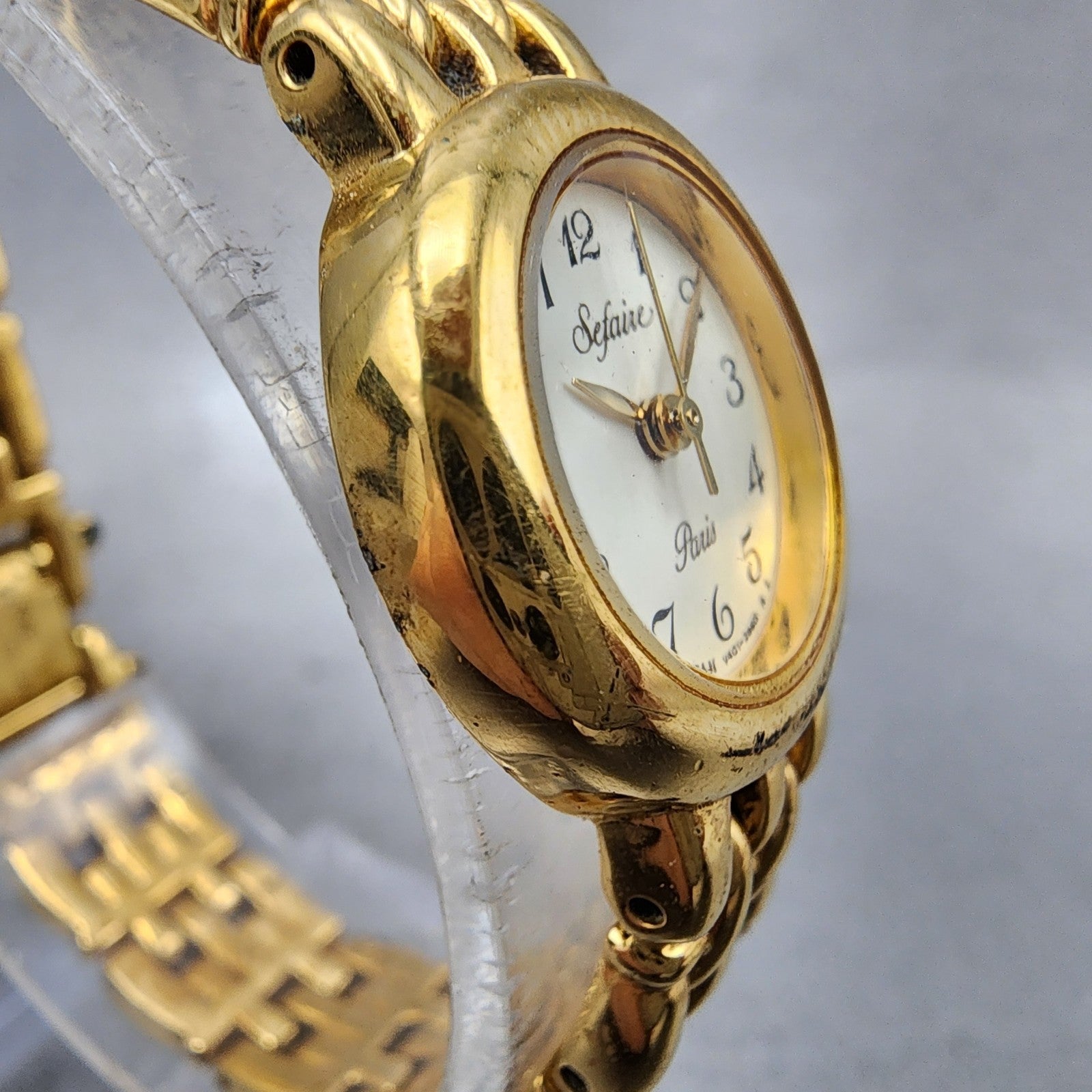 Seiko ALBA Sefaire Watch Women 20mm White Dial Gold Tone Round New Battery3