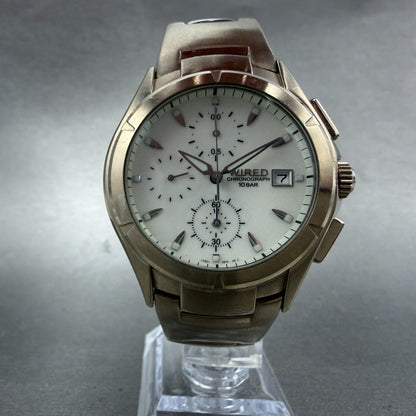 Seiko Wired Chronograph Watch Men 39mm White Dial Steel Date 7T92-0BX0 New Batt5