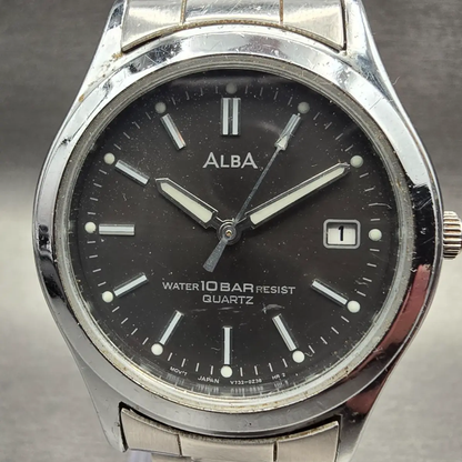 Seiko Alba Watch Men 34mm Gray Dial Silver Tone Date Round V732-0L80 New Battery1