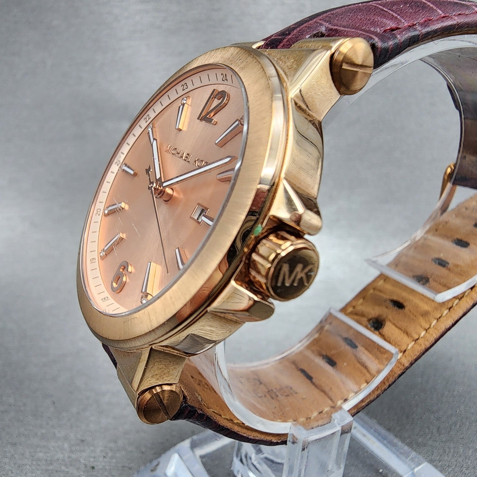 Michael Kors Dylan Watch Women 38mm Rose Dial Rose Gold Tone Date New Battery2