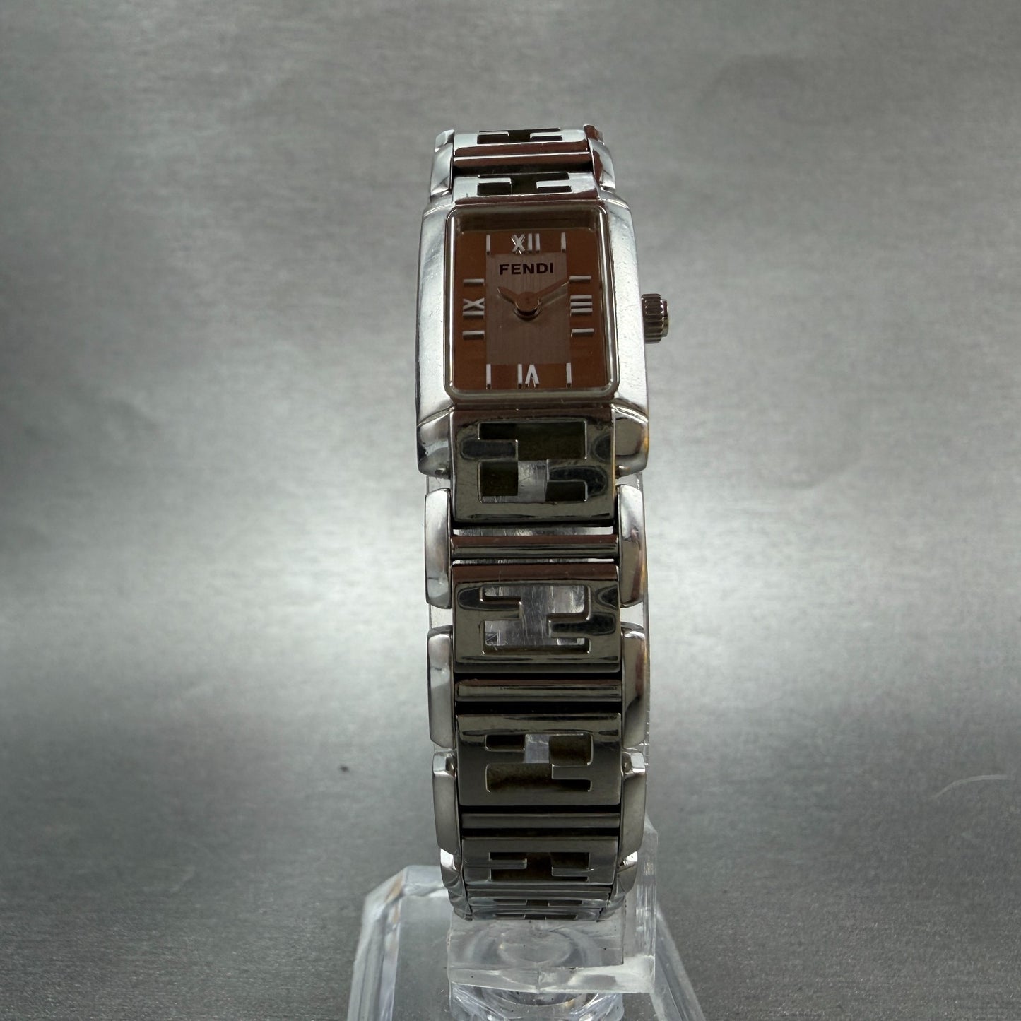 Fendi 1200L Tank Watch Women 16mm Silver Dial Steel Rectangle New Battery W/Box7