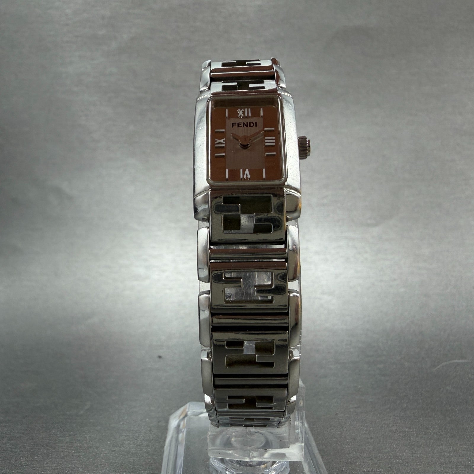 Fendi 1200L Tank Watch Women 16mm Silver Dial Steel Rectangle New Battery W/Box7