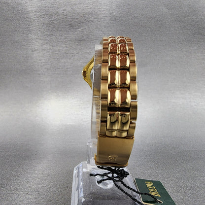 Bulova Marine Star Watch 28mm Blue Dial Gold Tone Date Round 97M31 New Batt NOS
