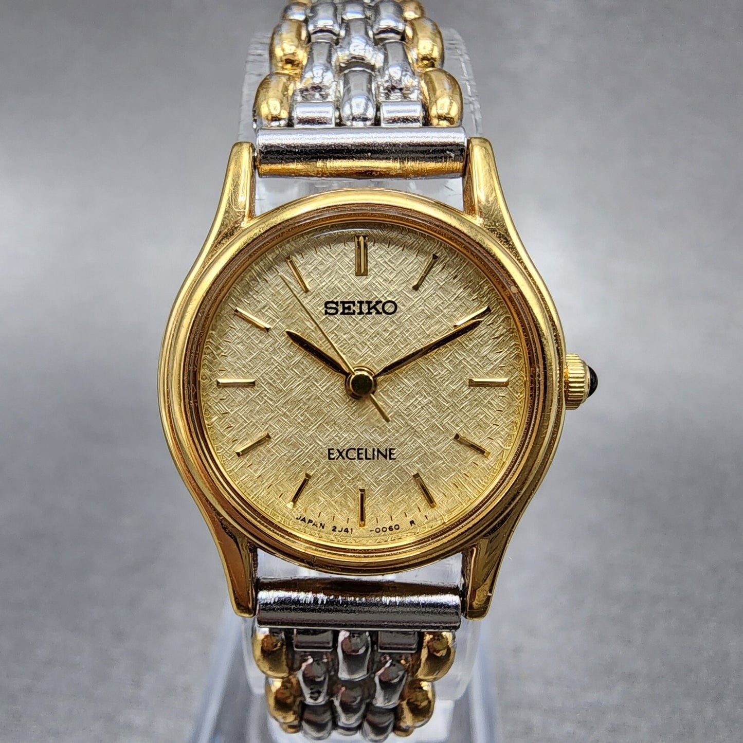 Seiko Exceline Watch Women 21mm Champagne Dial Two Tone 2j410040 New Battery0