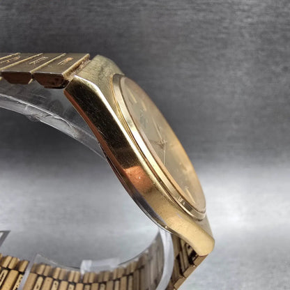Seiko Watch Men 33mm Gold Dial Gold Daydate Round 5Y23-8119 New Battery VTG JDM3