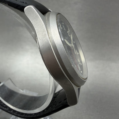 LL Bean Alarm Watch Men 34mm Black Dial Stainless Steel Date Round New BatteryAB3
