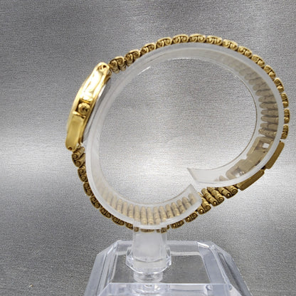 Bulova Watch Women 24mm Champagne Dial Gold Tone Date 97P28 New Battery Diamond6