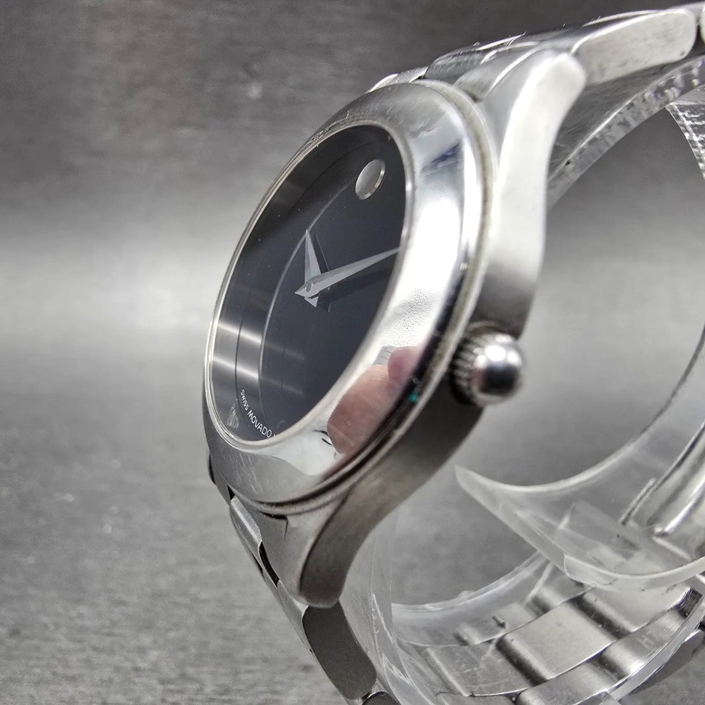 Movado Museum Watch Women 28mm Black Dial Silver Tone 84-E1-1861 New Battery2