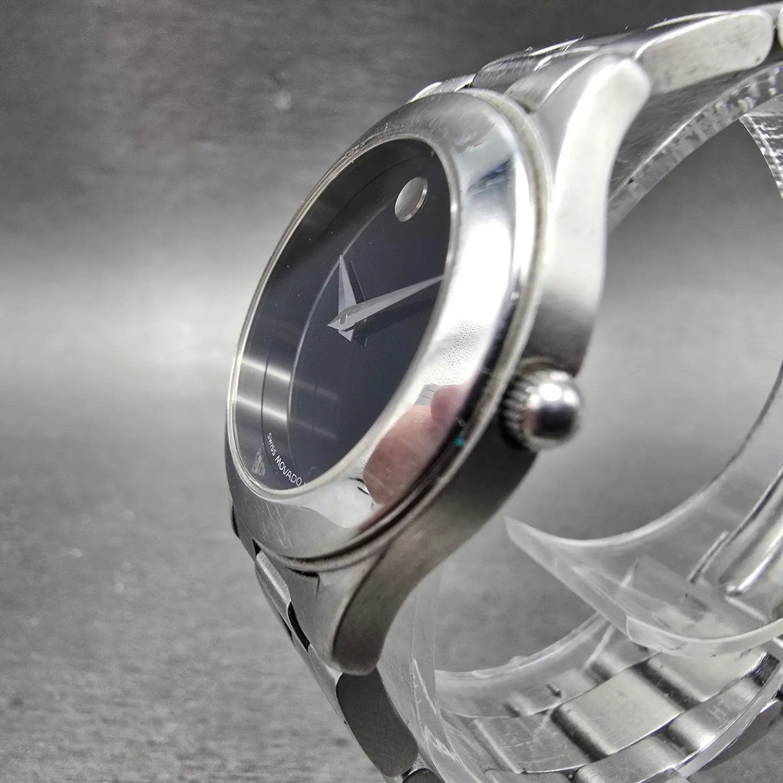 Movado Museum Watch Women 28mm Black Dial Silver Tone 84-E1-1861 New Battery2