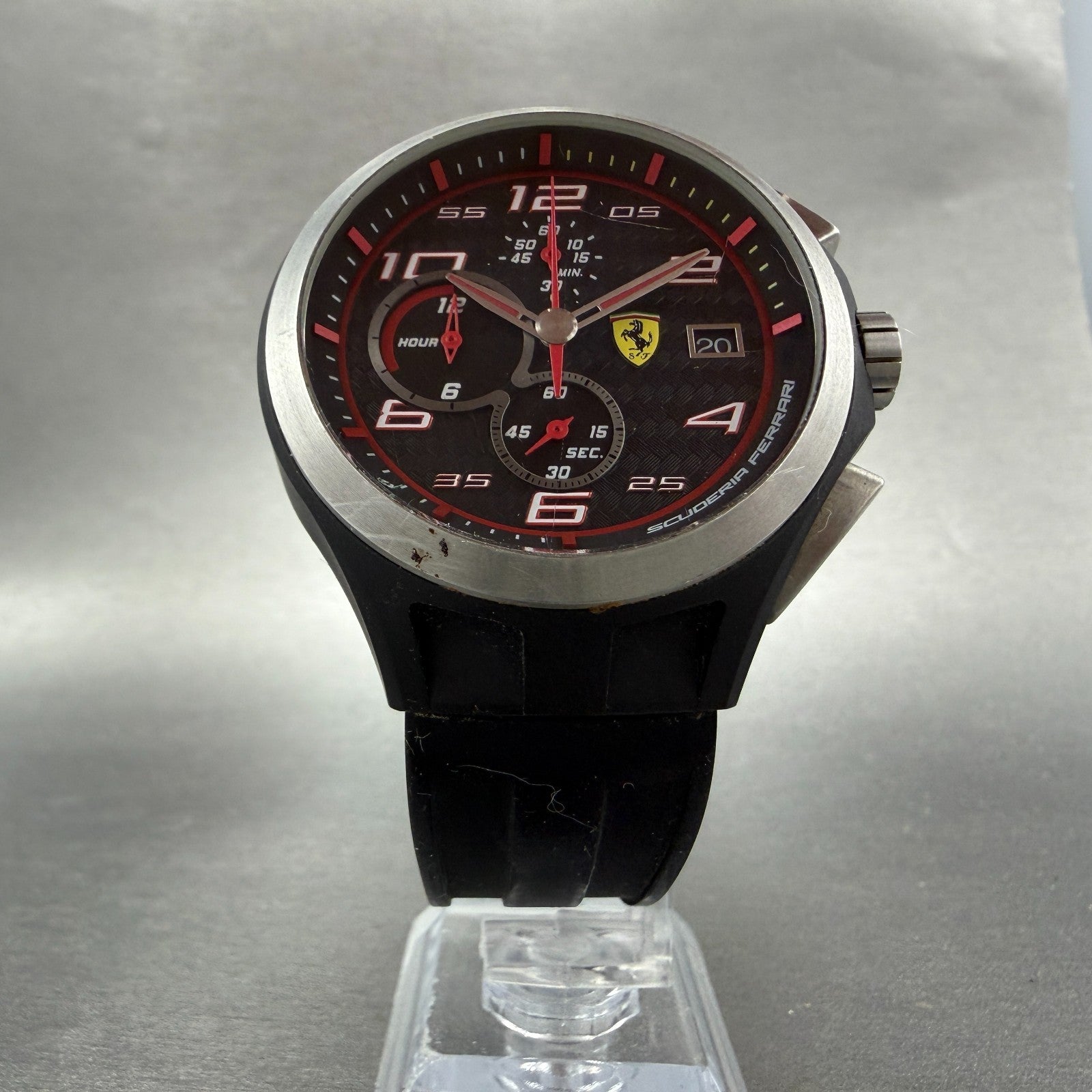 Scuderia Ferrari Chronograph Watch Men 45mm Black Black Tone Date New battery5