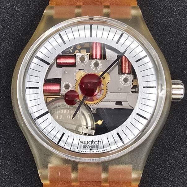 Swatch Musicall Adam Watch Men 34mm Skeleton Dial Alarm SLZ106 New Battery NOS3