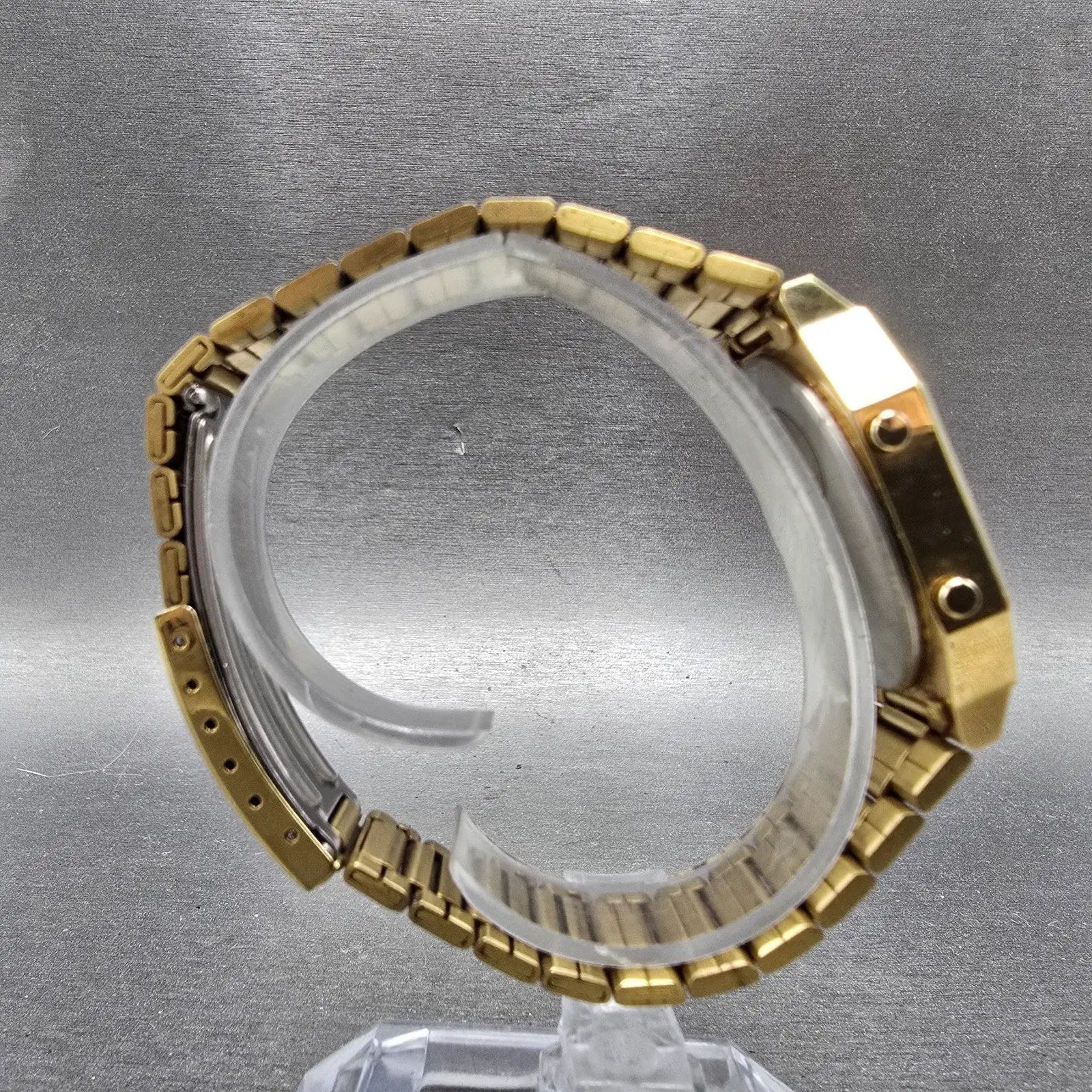 Seiko Analog Digital Watch Men 33mm Gold Dial Gold Tone H601-5389 PARTS Vintage9