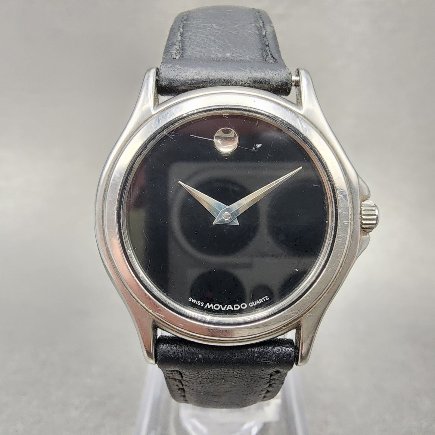 Movado Museum Watch Women 28mm Black Dial Steel Round New Battery 84E408230