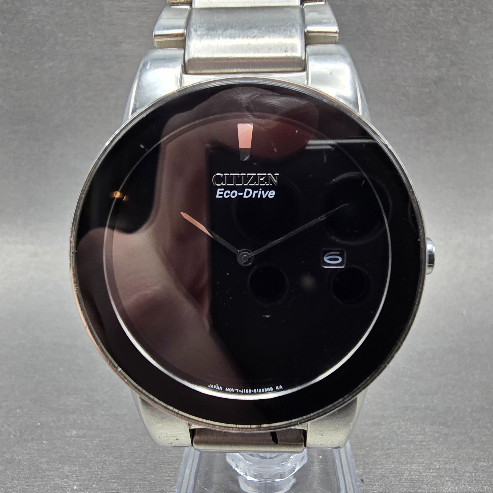 Citizen Eco-Drive Watch Men 40mm Black Dial Silver Tone Date J165-S086884 Runs0
