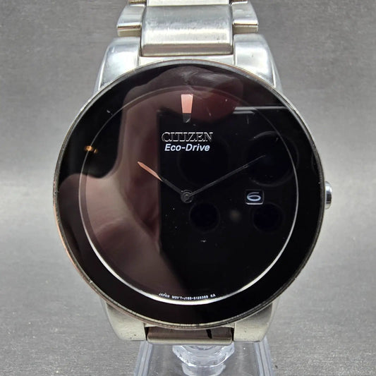 Citizen Eco-Drive Watch Men 40mm Black Dial Silver Tone Date J165-S086884 Runs0