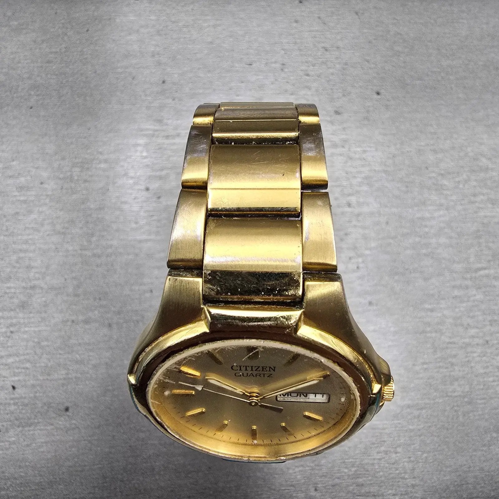 Citizen Watch Men 36mm Champagne Dial Gold Tone Daydate 2500-S99937 New Battery4