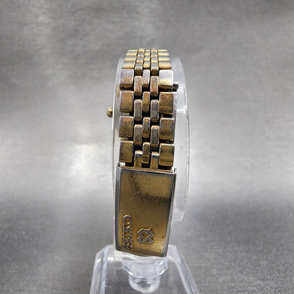 Seiko SQ Watch Women 25mm Champagne Dial Gold Tone Daydate Round New Battery7