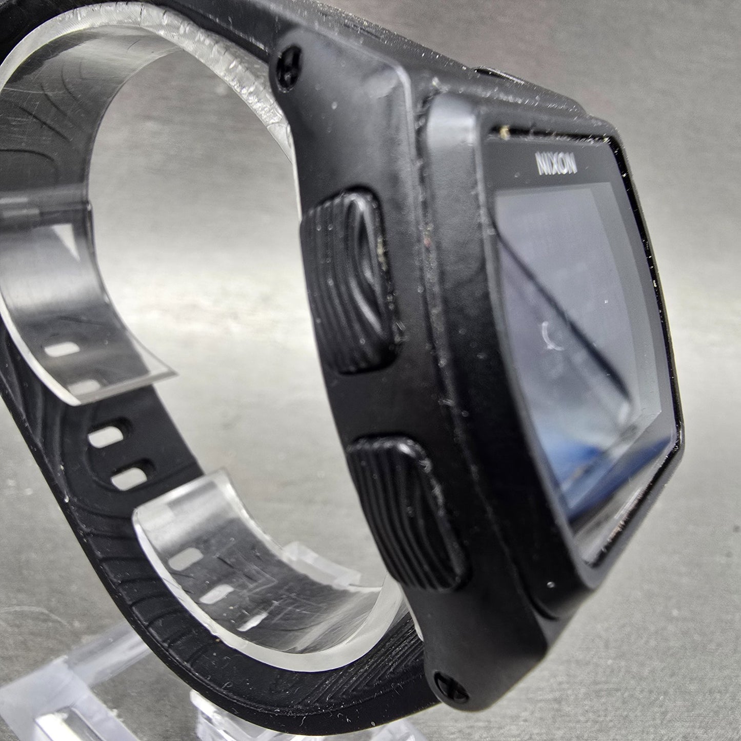 Nixon Rival Watch Men 38mm Black Alarm Chronograph Rectangle READ!! New battery3