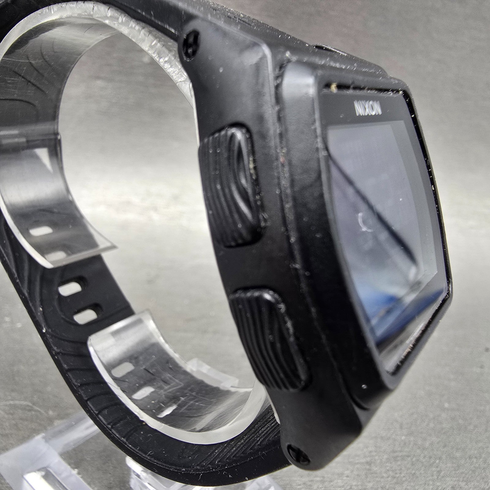 Nixon Rival Watch Men 38mm Black Alarm Chronograph Rectangle READ!! New battery3