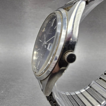 Seiko SQ Watch Men 34mm Blue Dial Silver Tone Daydate Round 8C23A PARTS Vintage3