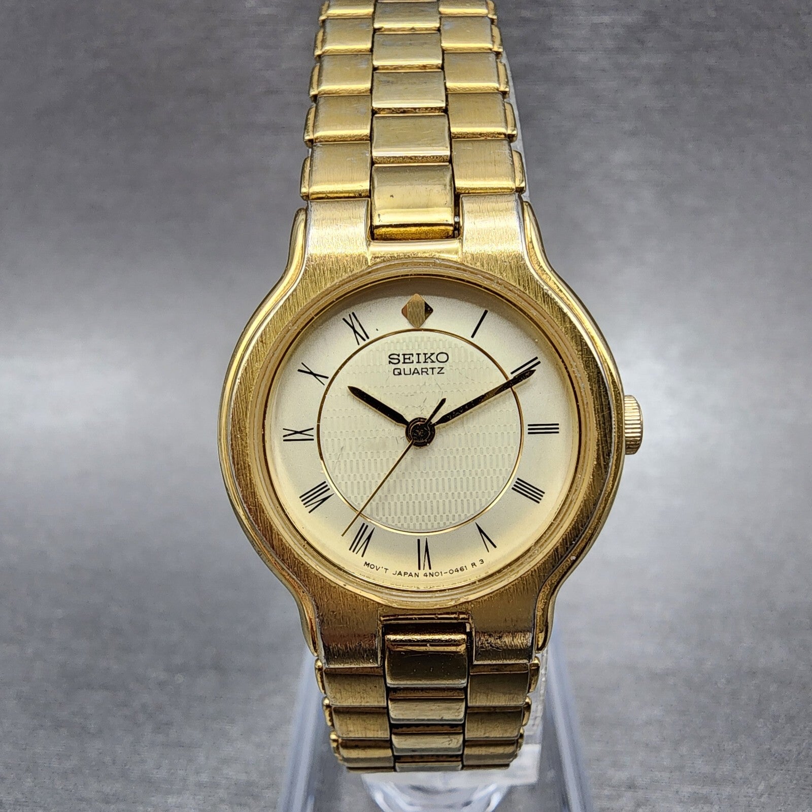 Seiko Watch Women 24mm Cream Dial Gold Tone Round 4N010261 New Battery VTG0