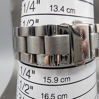 Michael Kors Runway Slim Watch Women 34mm mm Silver Dial Two Tone New Battery10