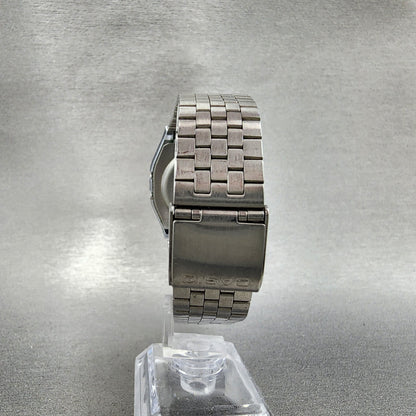 Casio 155 B816 Watch Men 35mm LCD Digital Silver Tone Daydate New Batt Vintage7