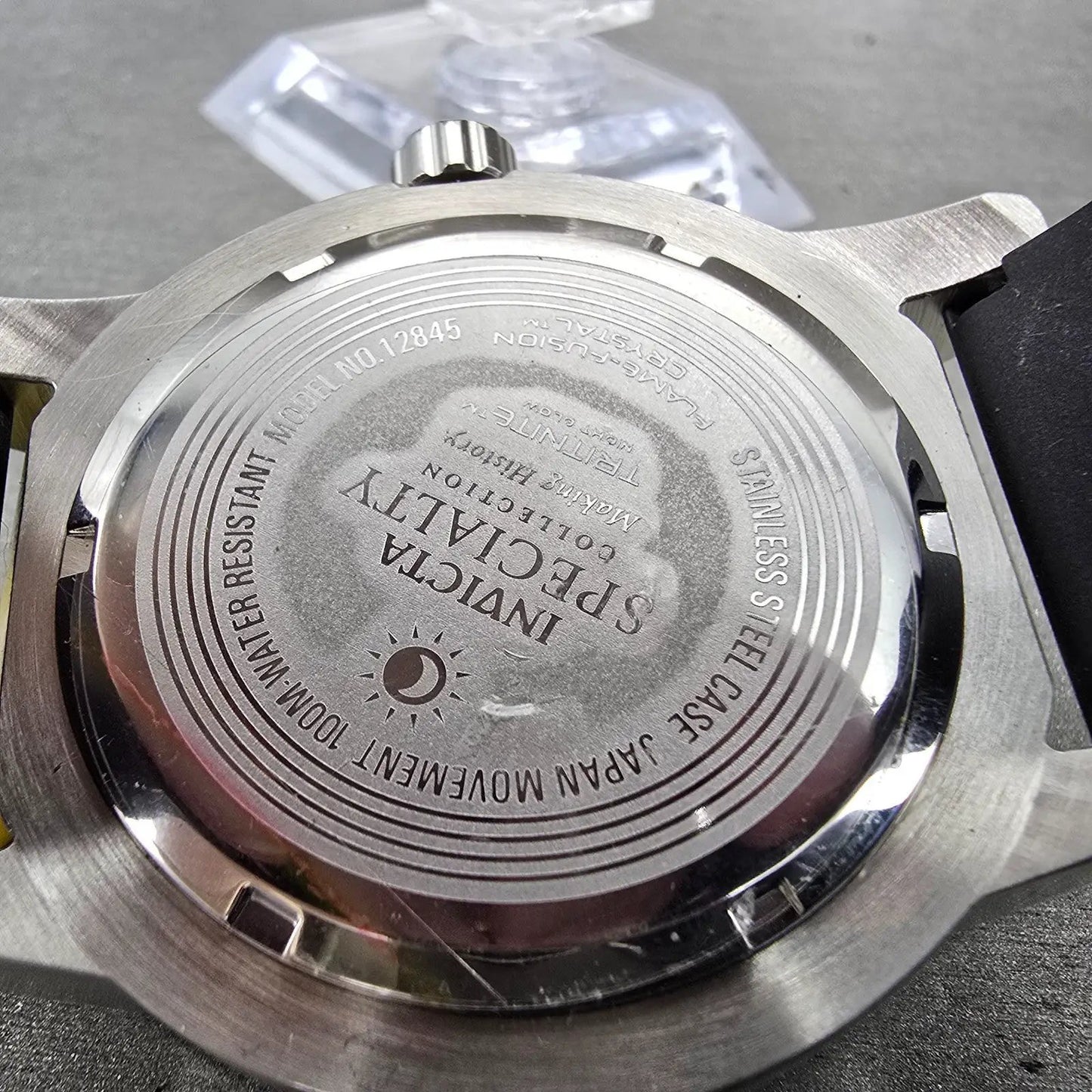 Invicta Specialty Watch Men 45mm Black Dial Silver Tone Red 12845 New Battery BK10