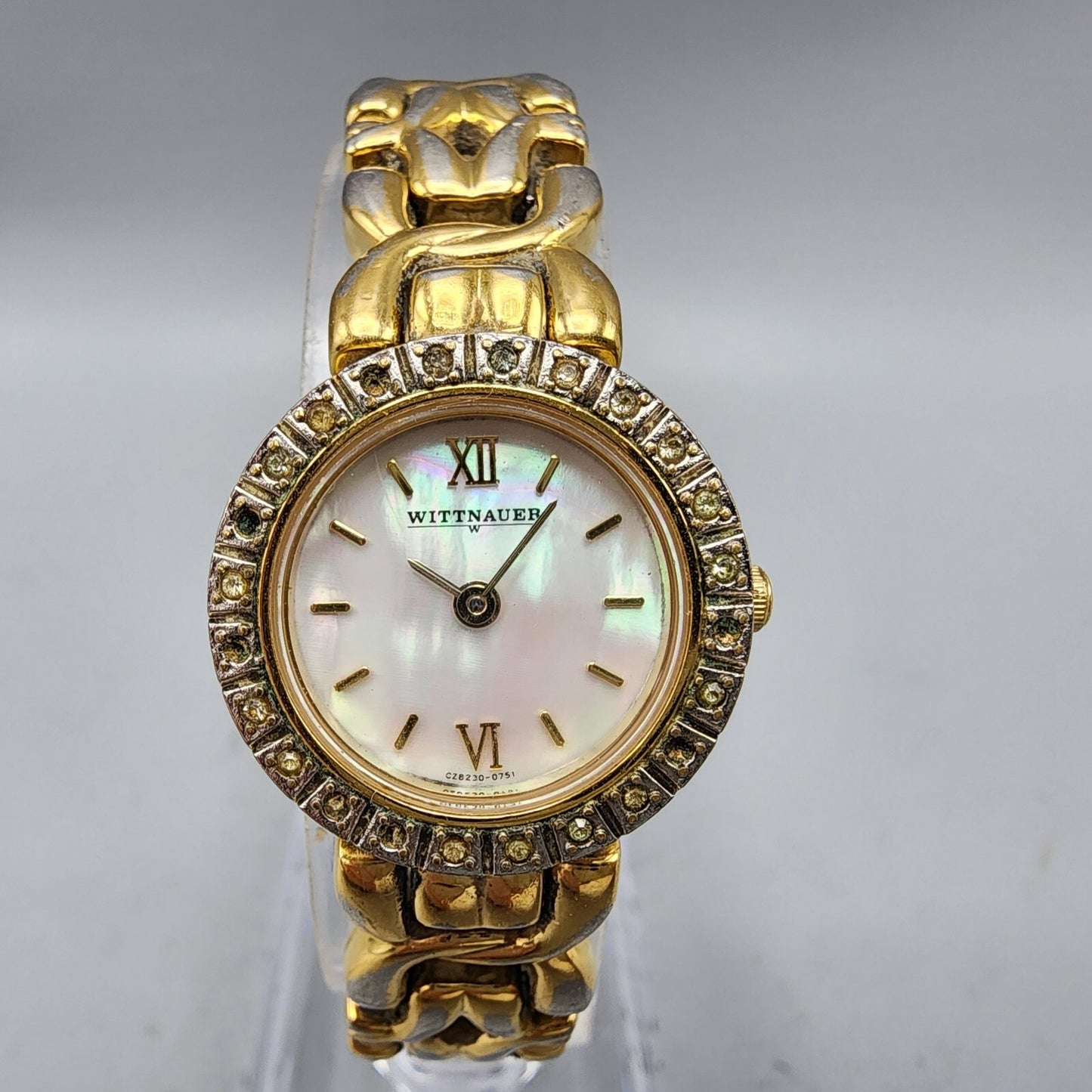 Wittnauer Watch Women Gold Tone MOP Dial Crystal Bezel 22mm CZ8230-0751 PARTS