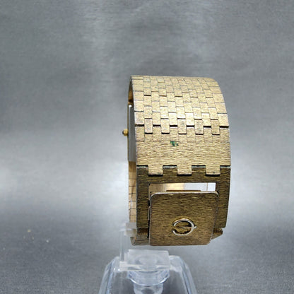 Lord Elgin Tank Watch Men 26mm Gold Dial Gold Tone Square PARTS8