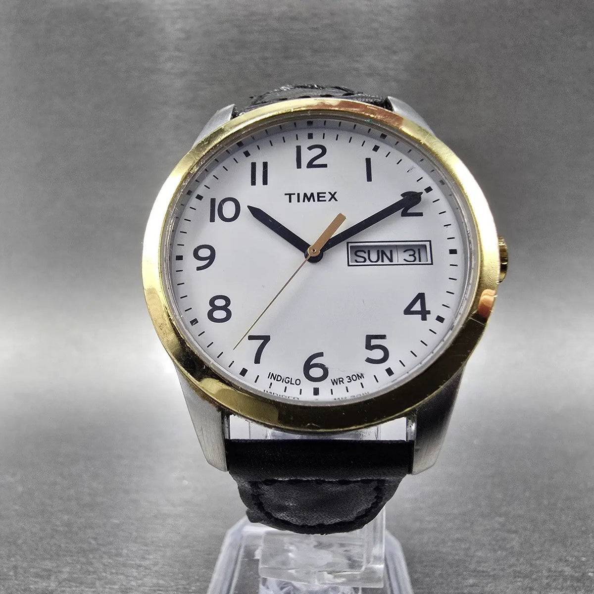 Timex Easy Reader Watch Men 36mm White Dial Two Tone Daydate Round New Battery 65