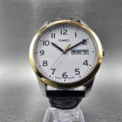 Timex Easy Reader Watch Men 36mm White Dial Two Tone Daydate Round New Battery 65