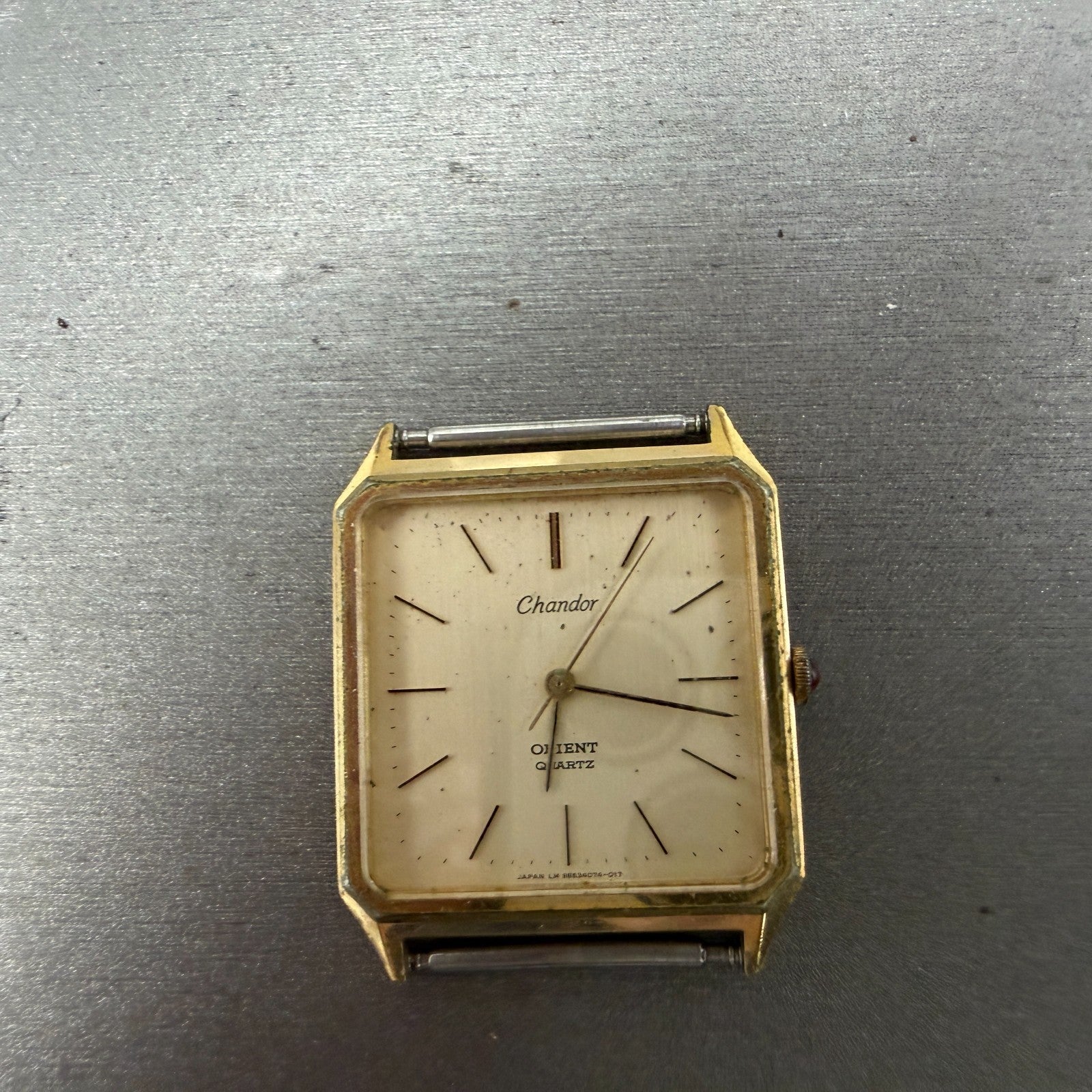 Orient Chandor Tank Watch Men 28mm Champagne Dial Gold Tone 0985407-40 PARTS0