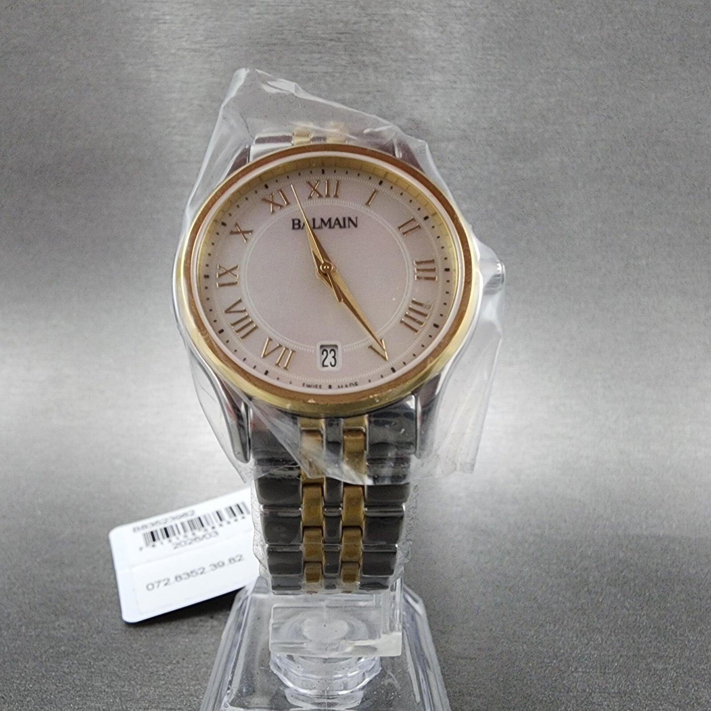 Balmain Beleganza Watch Women 32mm MOP Dial Two Tone Date Round Bracelet Works6