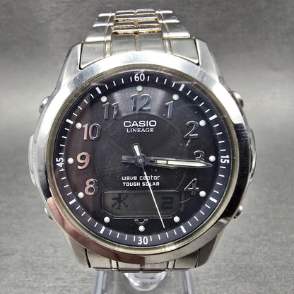 Casio Lineage LCW-100 Watch Men 41mm Black Dial Steel READ!!! Alarm Chrono Solar0
