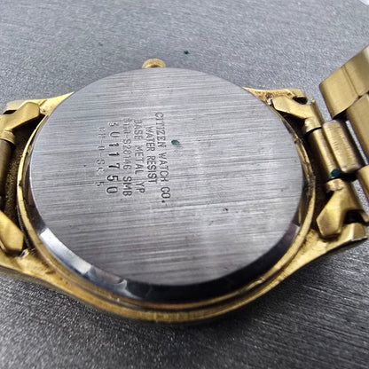 Citizen Watch Men 34mm Black Dial Gold Date Round 6110-S28146  VTG PARTS JP10