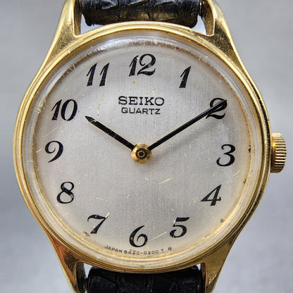 Seiko Watch Women 22mm White Dial Gold Tone Round 54200049 New Battery VTG1
