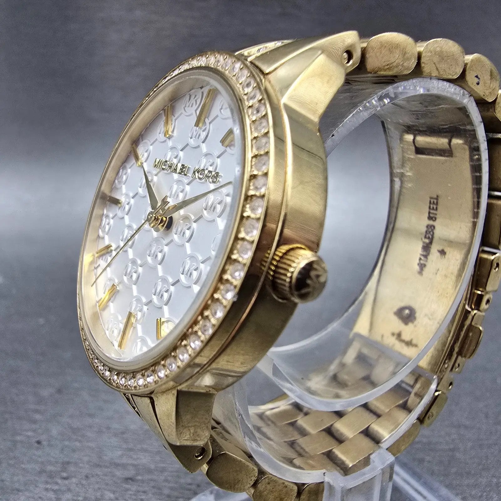 Michael Kors Nini Watch Women 35mm White Dial Gold Tone MK-3214 New Battery2