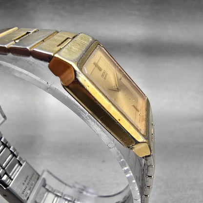 Seiko Watch Women 18mm Gold Dial Gold Tone Rectangle 2C20-6480 New Battery VTG3