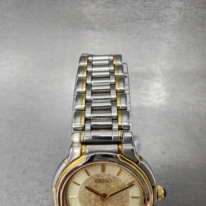 Seiko Exceline Watch Women 24mm Cream Dial Two Tone 3F310B20 New Battery Round4
