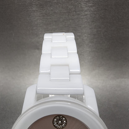 Movado Bold Watch Women 36mm White Dial White Ceramic Crystal Accent New Battery4